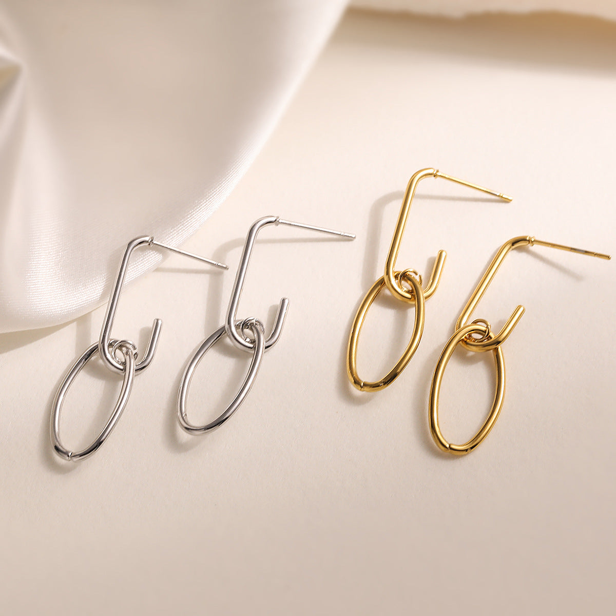 Minimalist 18K Gold Plated Stainless Steel Geometric Earrings for Women