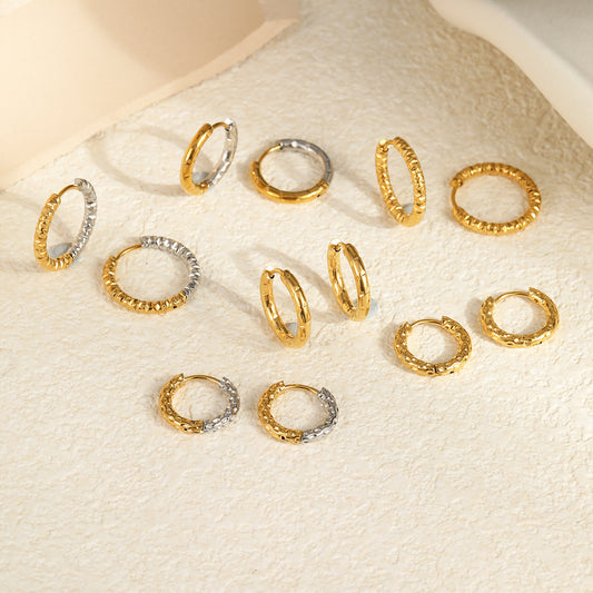 Pendientes de Aro Minimalistas Geométricos de Acero Inoxidable con Baño de Oro y Plata para Mujer