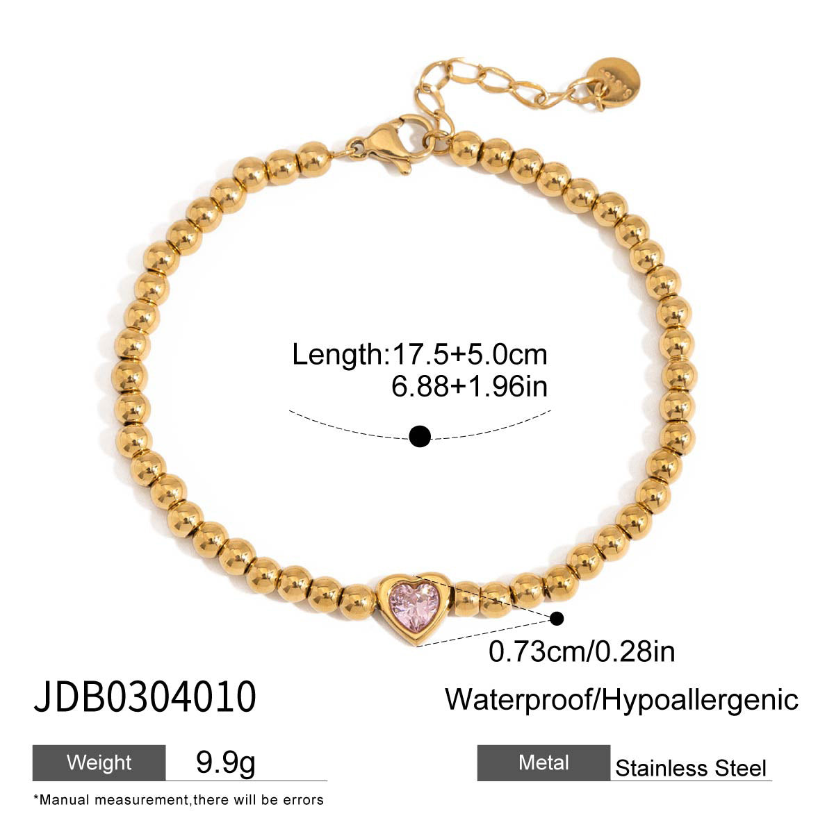 Geometric Stainless Steel Plated Bracelet with Cubic Zirconia for Women