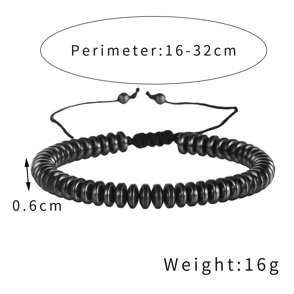 Unique Geometric Heart Round Bead Hematite Handmade Bracelet Adjustable Unisex