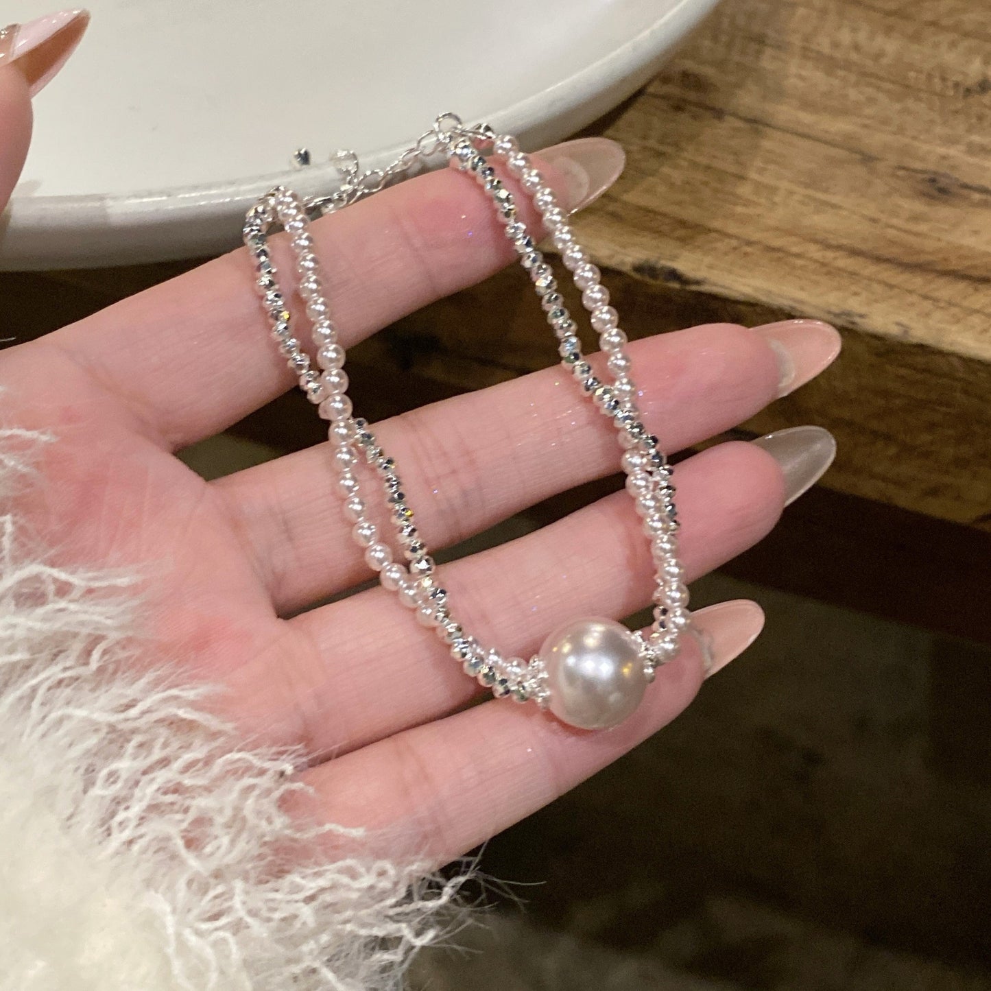 Bracciale a forma di stella, stile vintage francese elegante, con perle e zirconi, per donne, gioiello minimalista di lusso