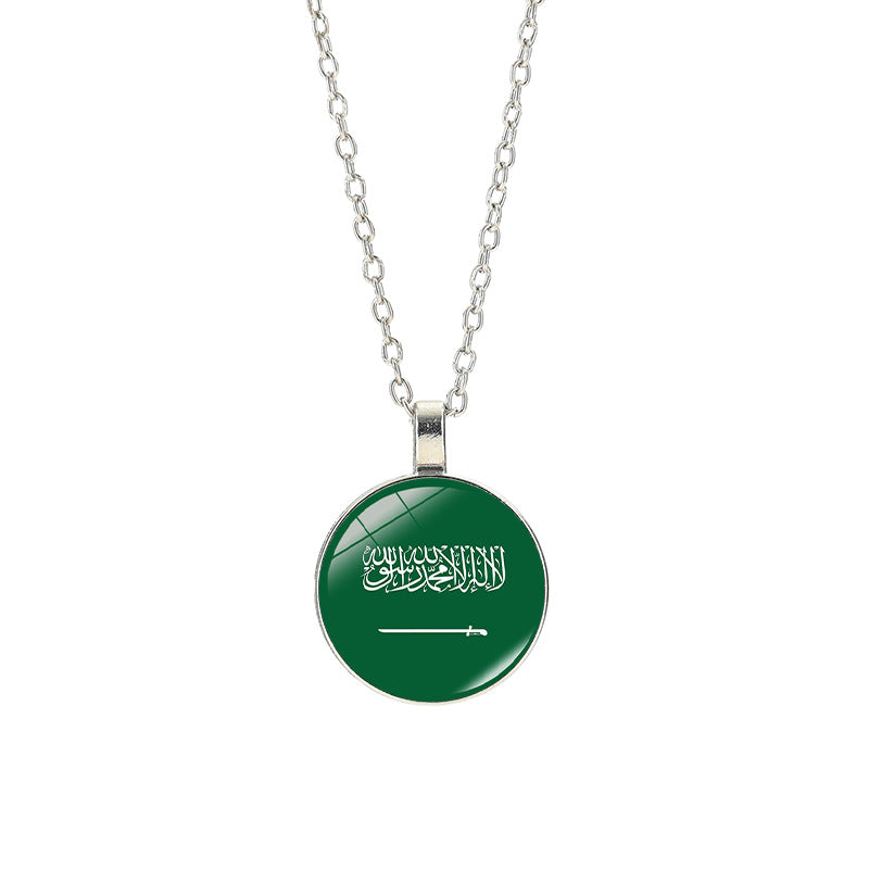 Sporty Geometric Alloy Plated Necklace with Crystal Pendant Unisex Cable Chain