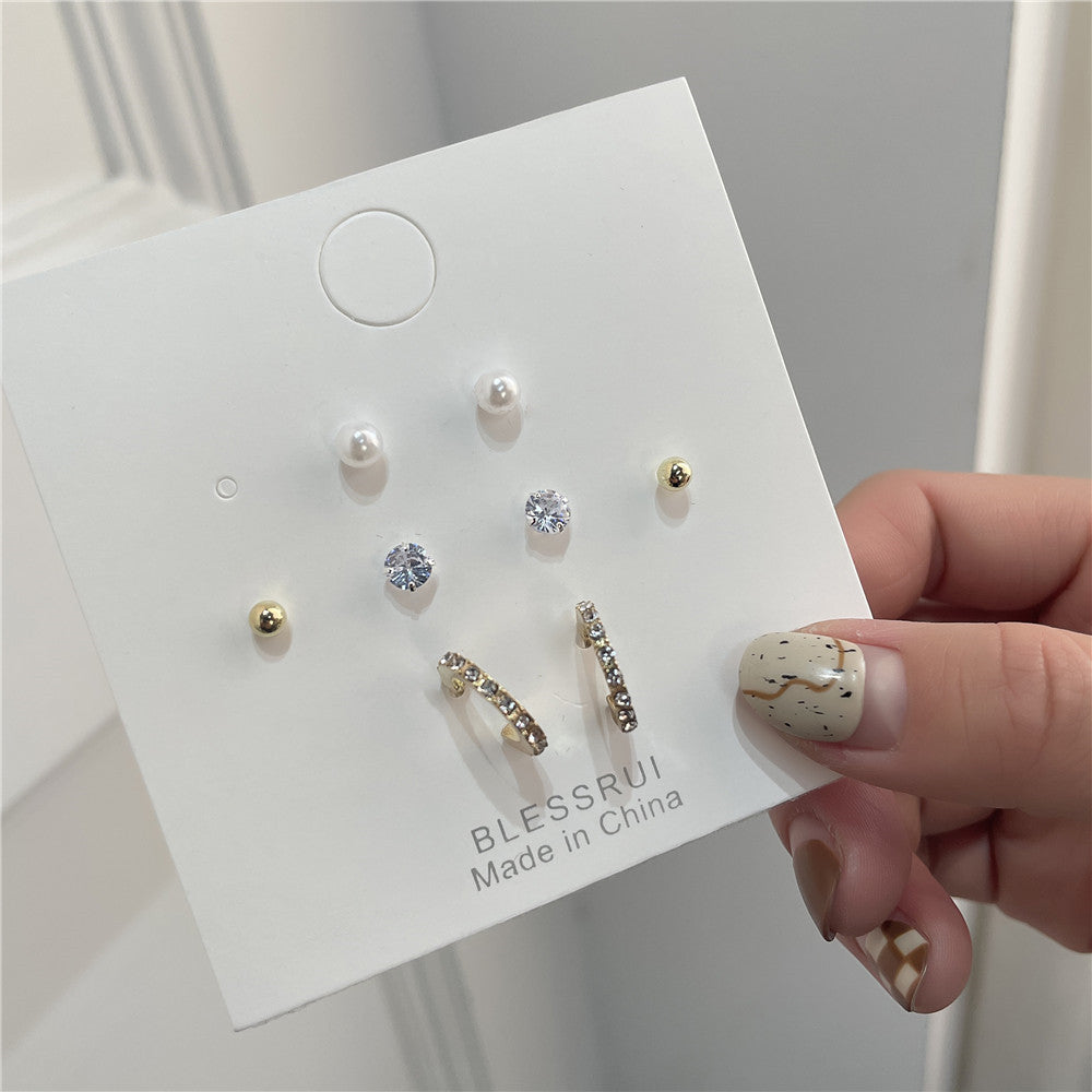Sweet Geometric Ceramic Drip Oil Earrings with Pearl Accents and 925 Sterling Silver Posts