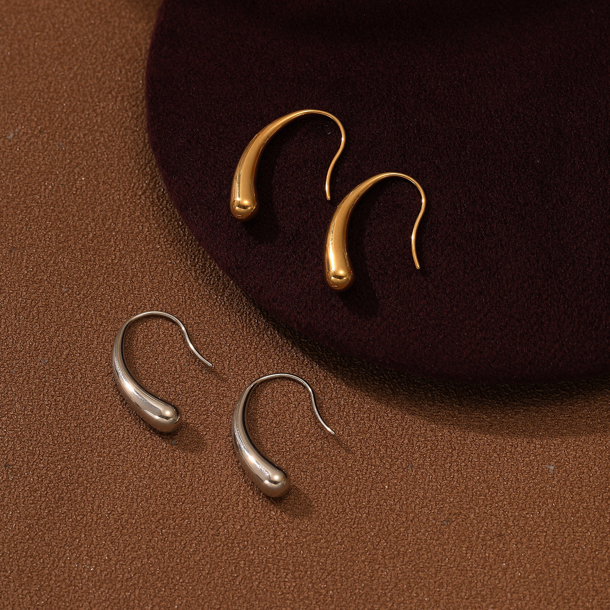 Ganchos para Pendientes Minimalistas Geométricos de Acero Inoxidable para Mujer con Acabado Chapado