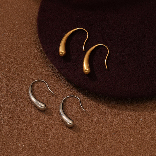 Minimalist Geometric Stainless Steel Ear Hooks for Women with Plating Finish