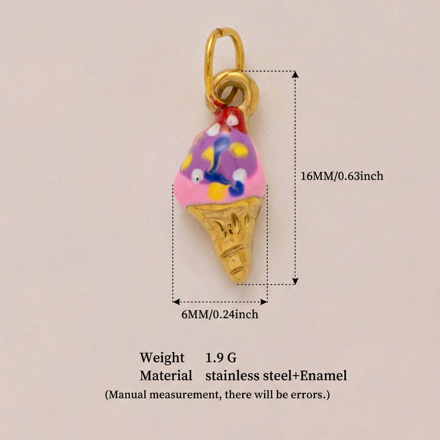 Minimalist Geometric Heart Floral Drip Oil PVD 18K Gold Plated Titanium Steel DIY Charm Bar Pendant 9g
