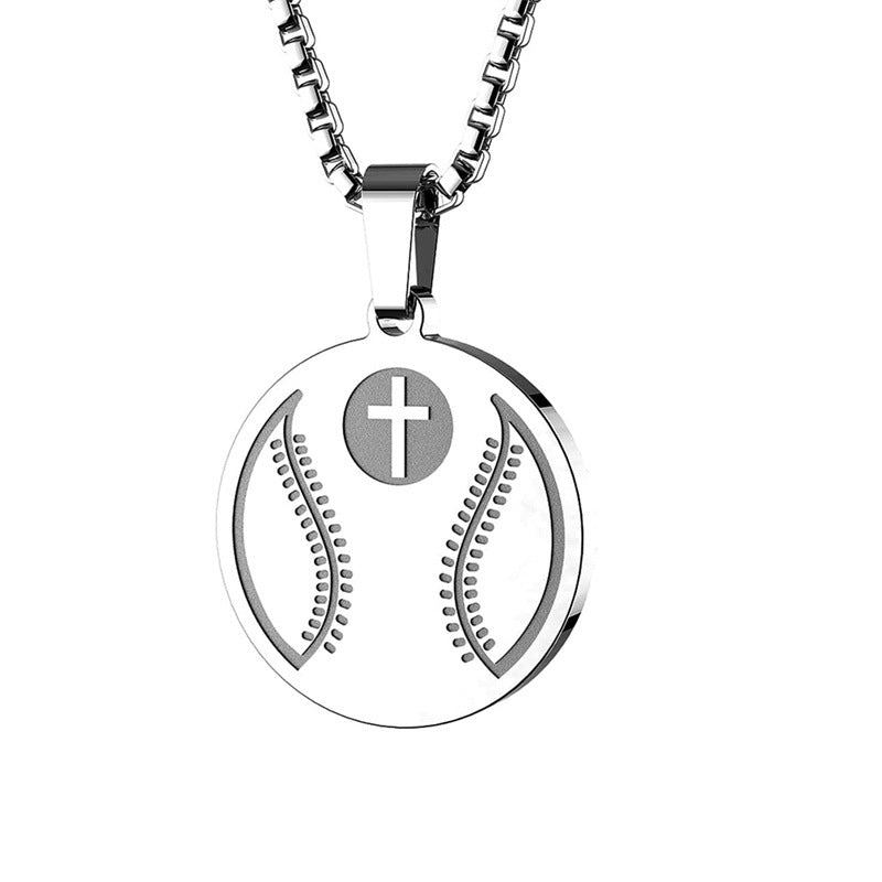 Minimalist Geometric Stainless Steel Pendant Necklace with Titanium Steel Charm and Electroplated Finish for Unisex Sports Style