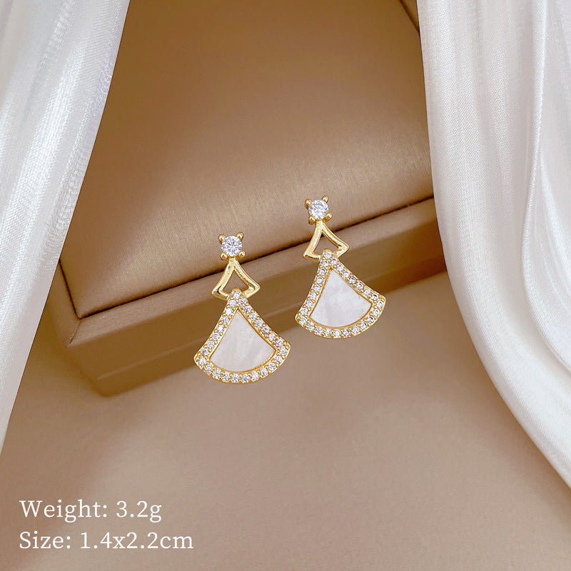 Geometric Stud Earrings for Women with Plated Copper Design, Elegant Long Tassel Drop Earrings, Sweet Style Jewelry