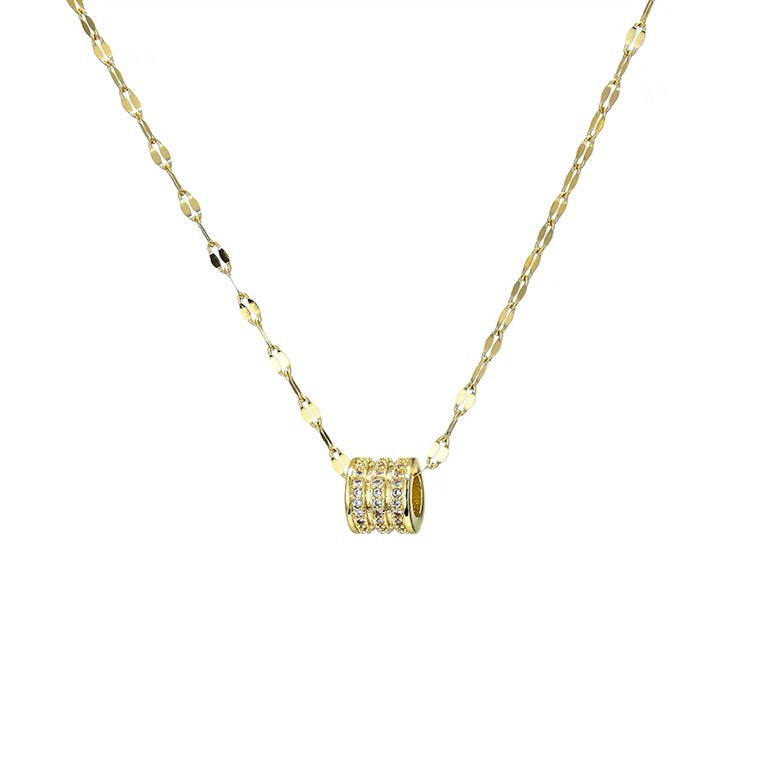 Collana Minimalista da Donna Placcata in Acciaio al Titanio con Strass a Forma di Vita