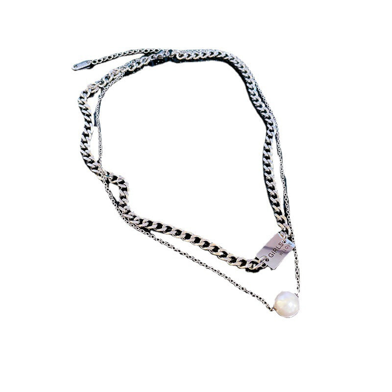 Collana Minimalista Geometrica in Acciaio Titanio Placcato per Uomo e Donna Stile Fresco e Dolce