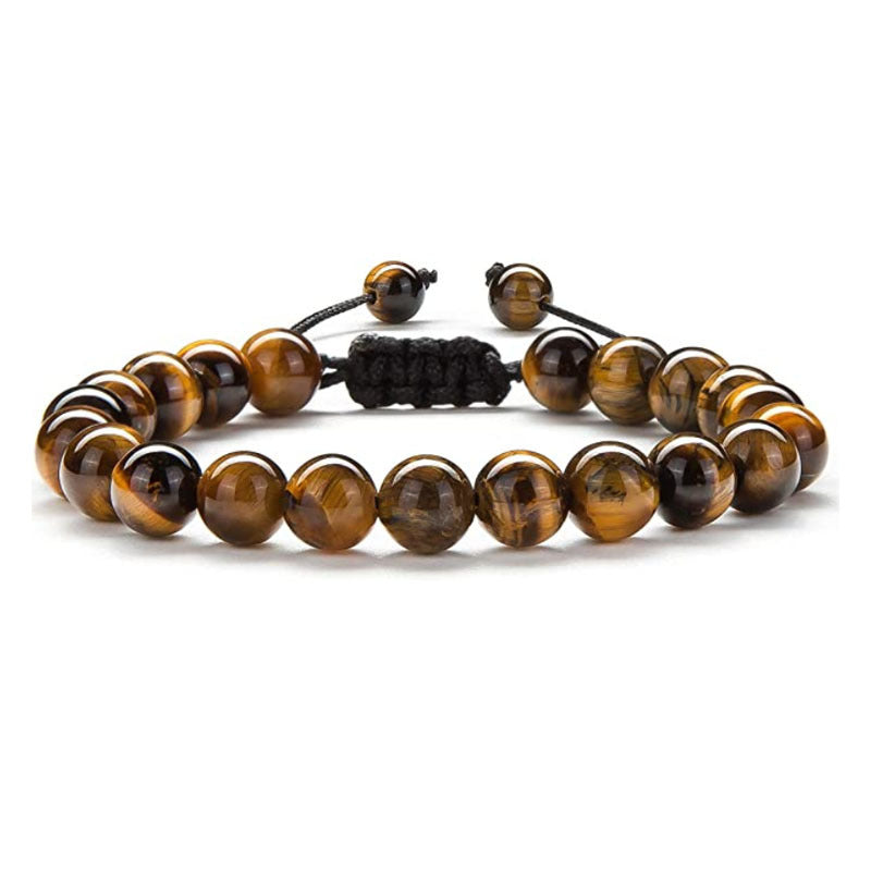 Geometric Tiger Eye Lava Stone Braided Bracelet Unisex Handmade Gift