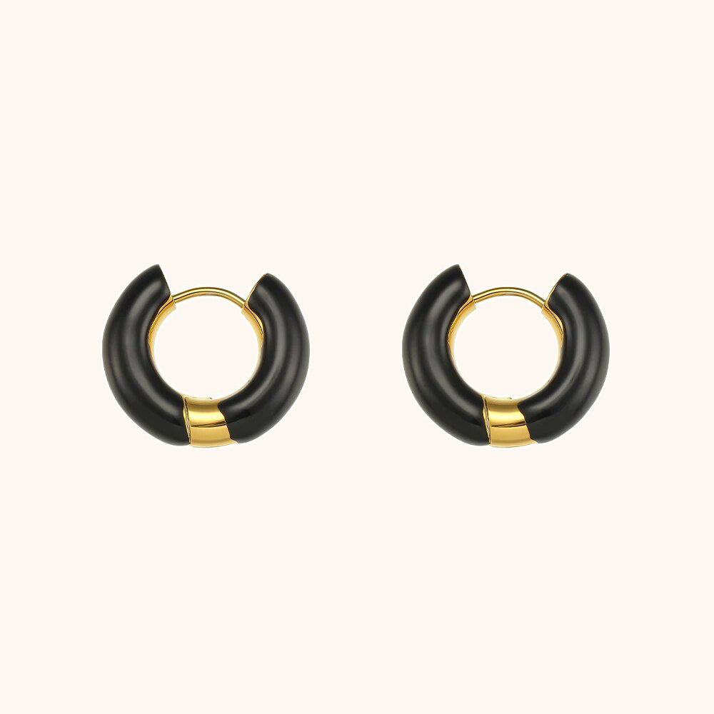 Fashion Geometric Donut Hoop Earrings Stainless Steel 18K Gold Plated Water Wave Enamel for Women