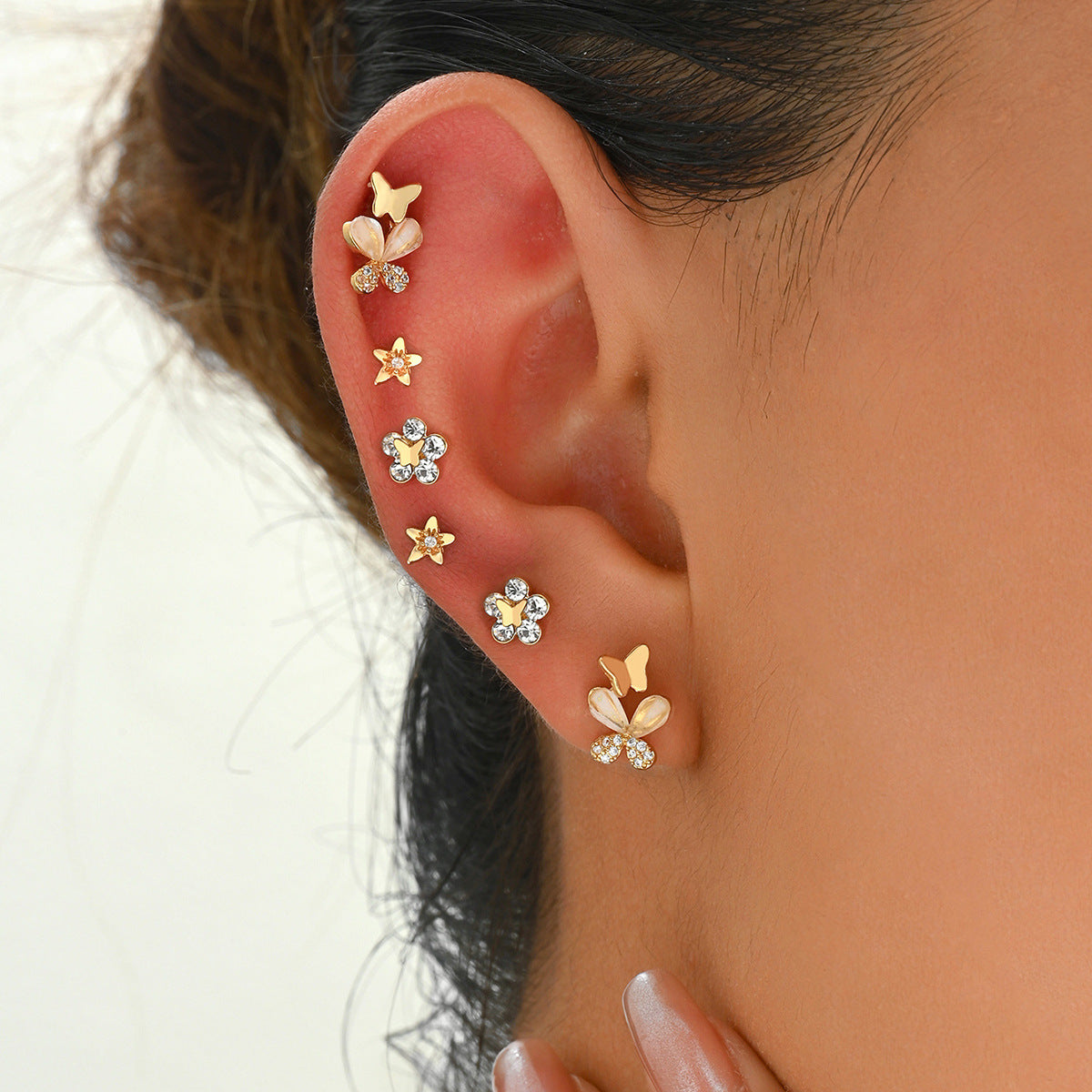 Pendientes Geométricos en Forma de Lazo para Mujer con Base de Cobre e Incrustación de Circonitas, Aretes Minimalistas Dulces con Poste de Acero Inoxidable