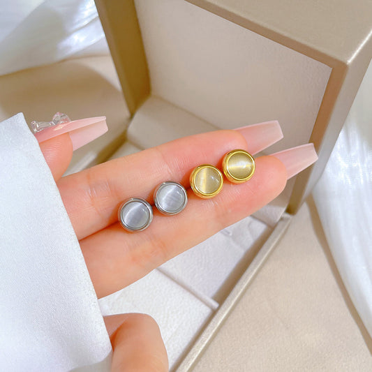 Minimalist Titanium Steel Geometric Stud Earrings for Women