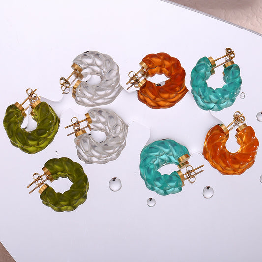 Pendientes de aro acrílicos geométricos minimalistas para mujer con postes de acero inoxidable galvanizado