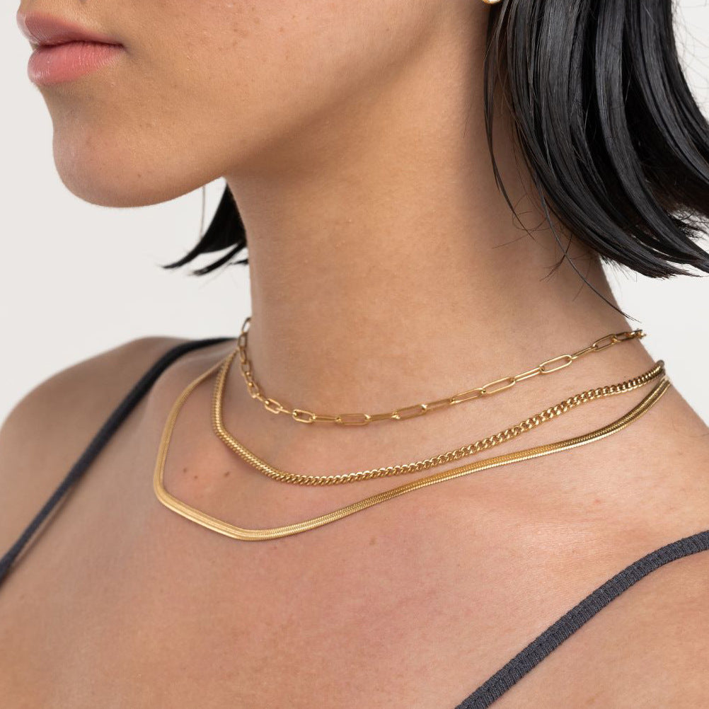 Collana da Donna in Acciaio Inossidabile Placcato con Geometrie, Estetica Minimalista di Lusso e Dettagli a Linea Delicata