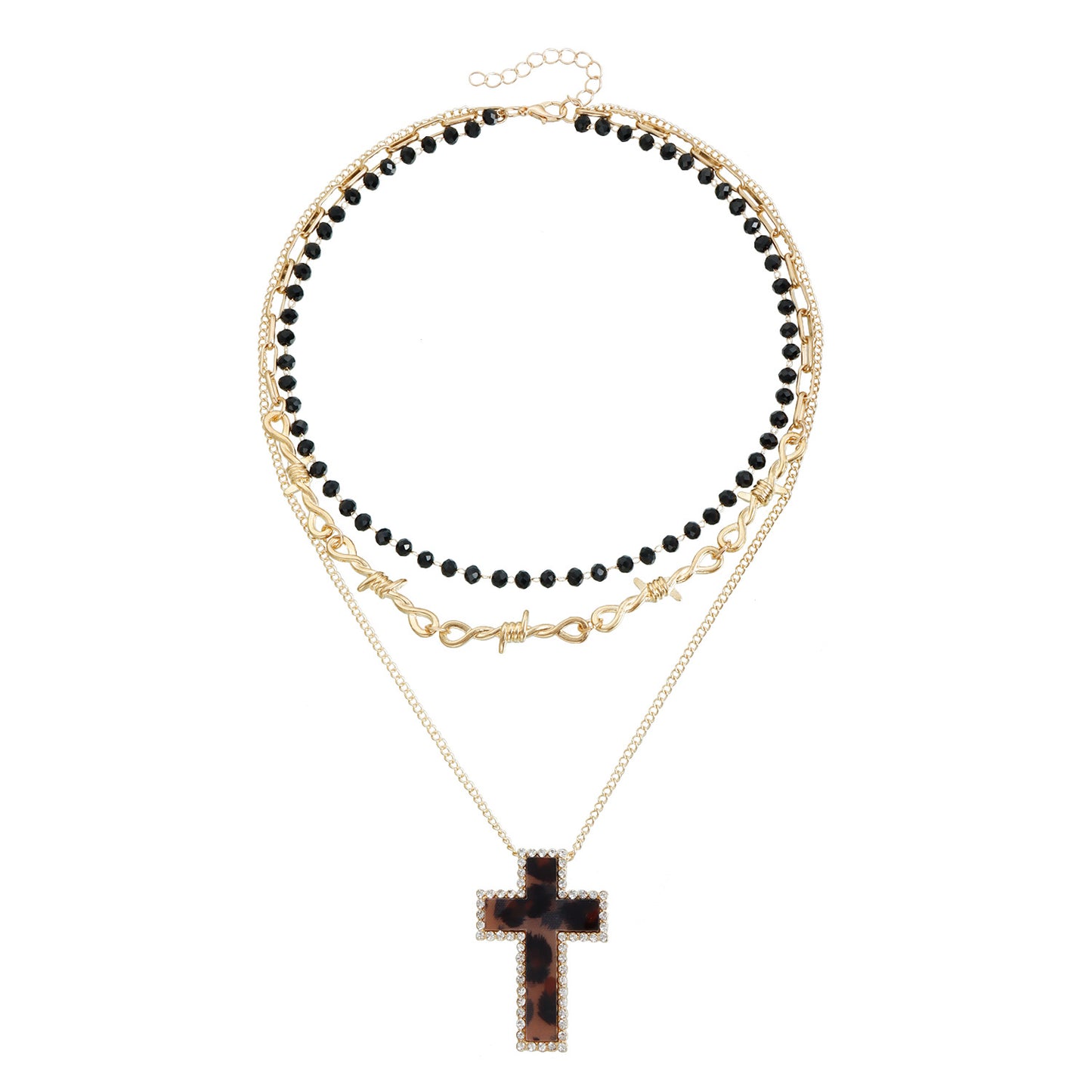 Dark Feminine Cross Pendant Necklace for Women Alloy Geometric Shape with Plated Finish Fashion Clavicle Chain