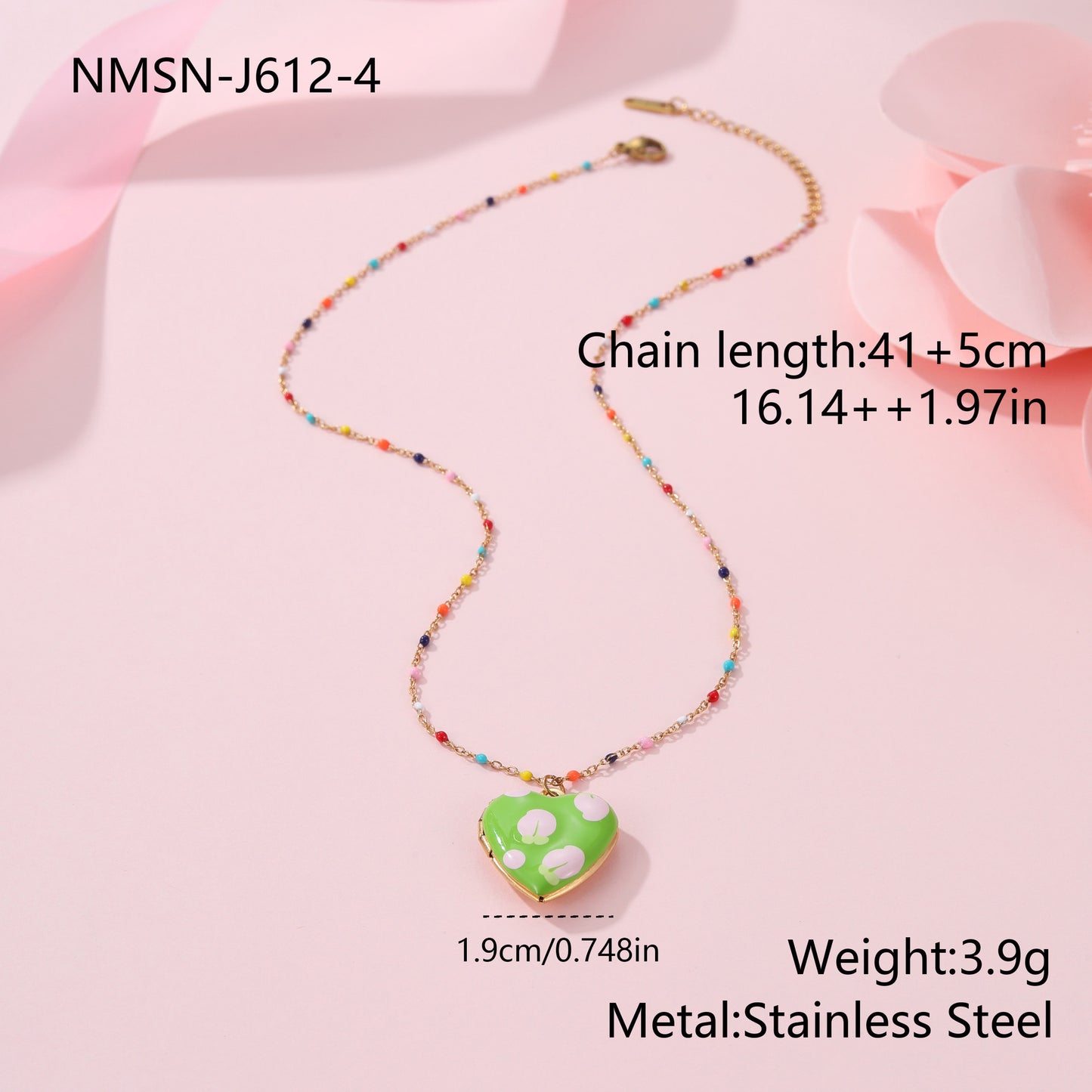 Cute Dopamine-Inspired Heart and Fruit Pendant Necklace in Stainless Steel with Gold Plating, Fashionable Minimalist Jewelry for Women