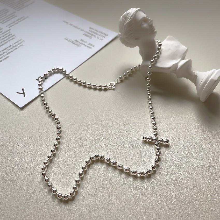 Minimalist 925 Sterling Silver Round Ball Chain Necklace
