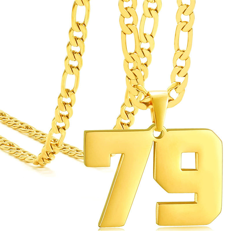 Minimalist Numeric Pendant Necklace for Men and Women Stainless Steel Chain with Polished Titanium Steel Charm