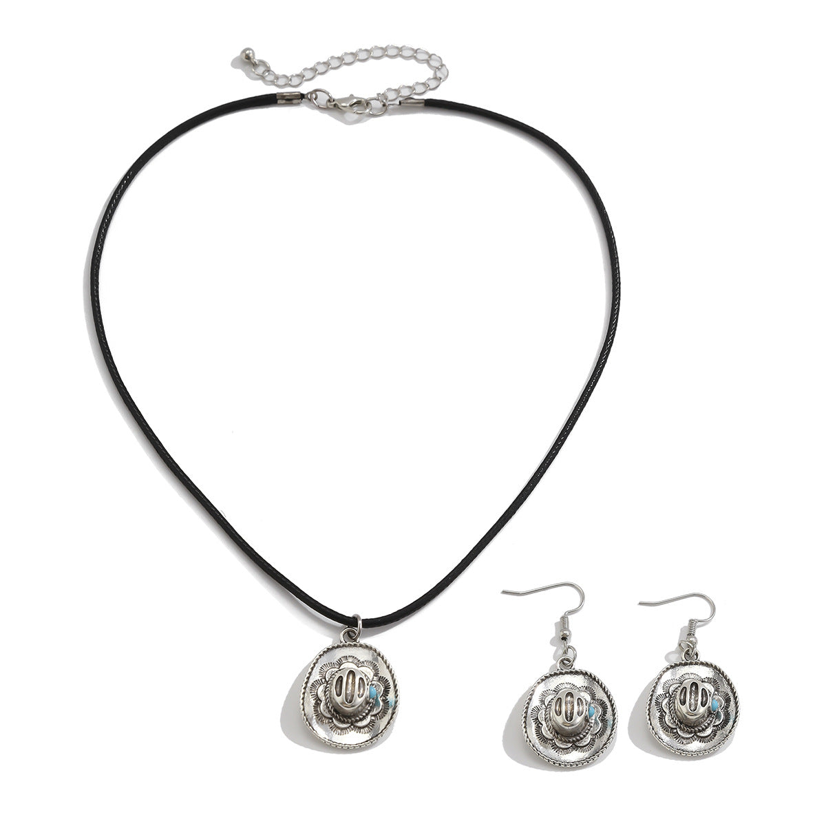 Minimalist Geometric Round Alloy Plated Pendant Necklace with Faux Pearl Wax Cord for Women