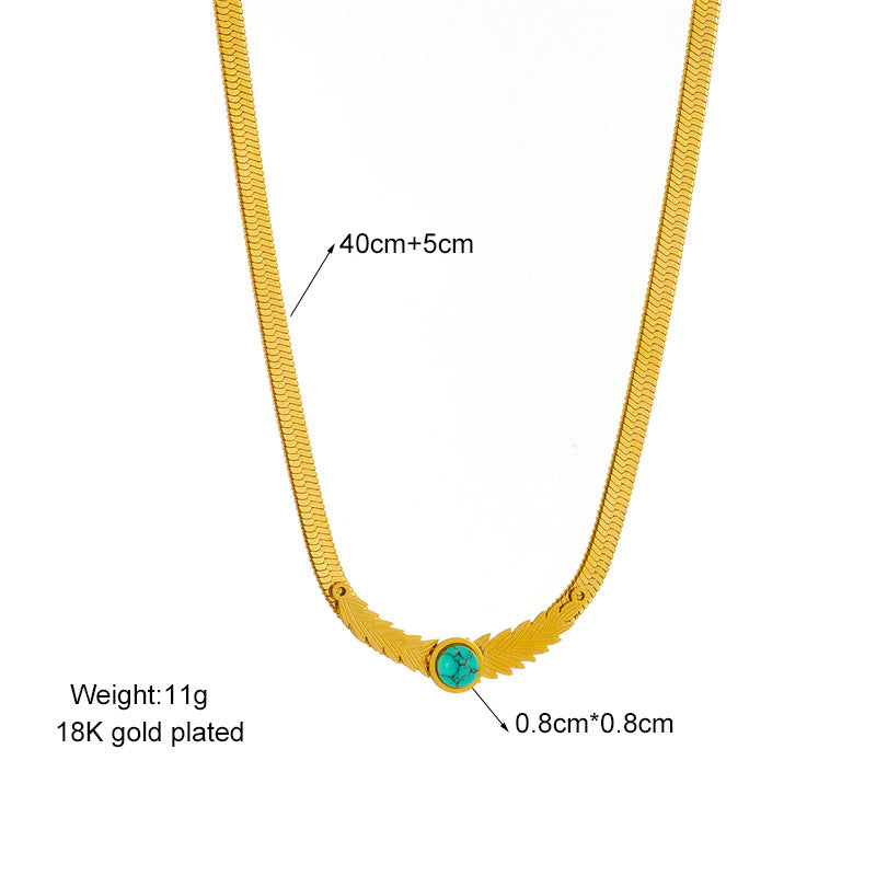 Collana con ciondolo a farfalla turchese retrò minimalista in acciaio inossidabile con finitura placcata su catena a serpente da donna