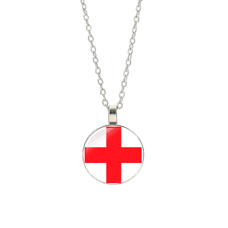 Sporty Geometric Alloy Plated Necklace with Crystal Pendant Unisex Cable Chain