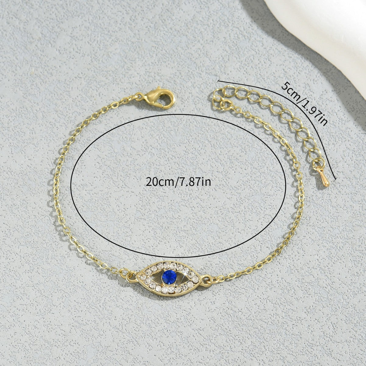 Fashionable Geometric Evil Eye Bracelet for Women with Blue Rhinestone Inlay in Zinc Alloy for Elegant Everyday Wear
