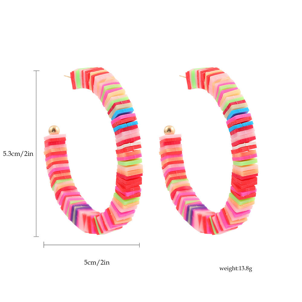 Orecchini Bohemian Geometrici Rotondi in Resina Fatti a Mano Colorati a Cerchio Unisex