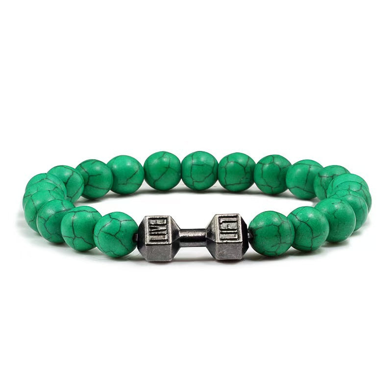 Fashion Matte Plated Alloy Beaded Bracelet Unisex Elastic Yoga Energy Bangle
