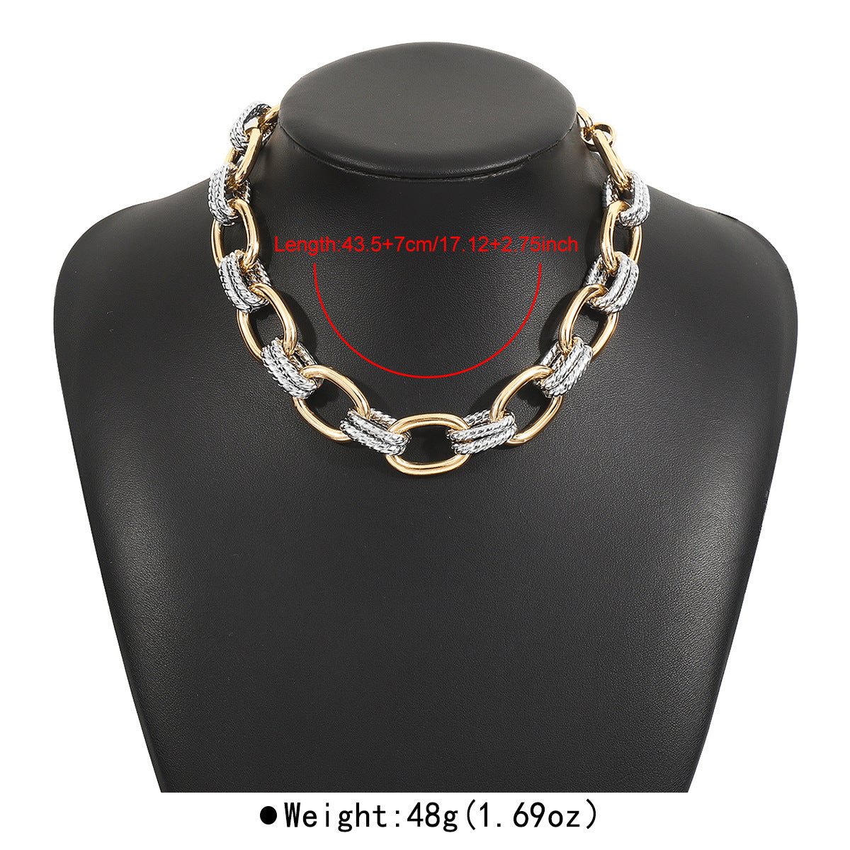 Conjunto de collar y pulsera de aluminio con forma geométrica y acabado galvanizado para mujer