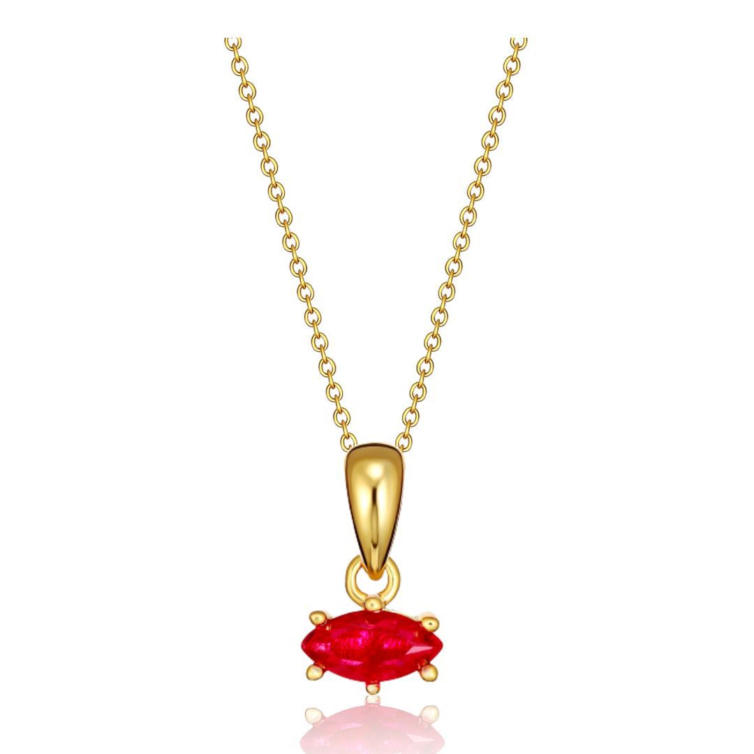 Fashionable Geometric Zodiac Birthstone Necklace with Titanium Steel Marquise Pendant on O-Chain Plated in Copper