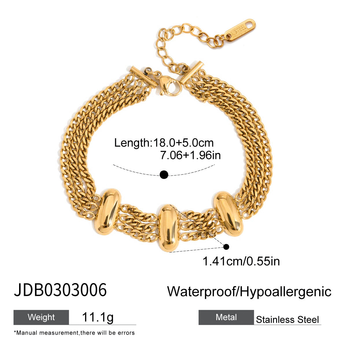 Geometric Stainless Steel Plated Bracelet for Women with Rhinestone Accents Luxury Hypoallergenic Jewelry