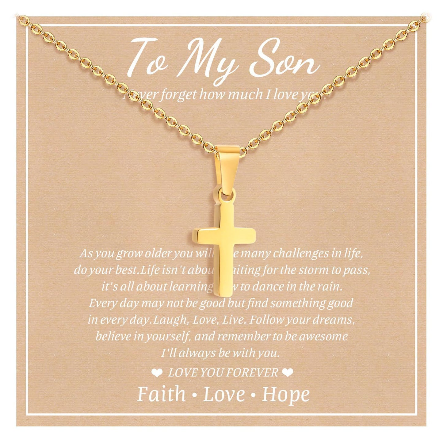 Elegant Business Geometric Cross Pendant Stainless Steel PVD Cable Chain Necklace Unisex