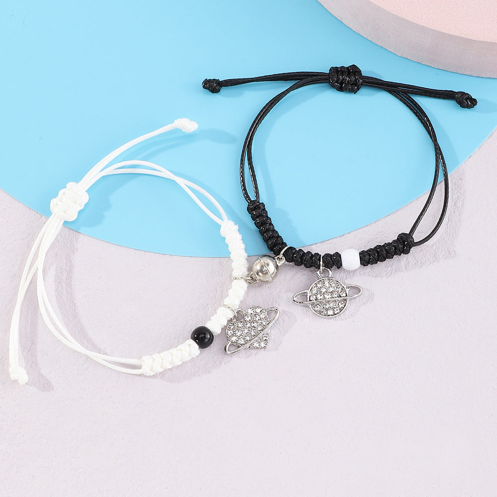 Bracciale regolabile artigianale in lega a forma di stella con intarsio di strass per donne e ragazze, gioielli celesti minimalisti