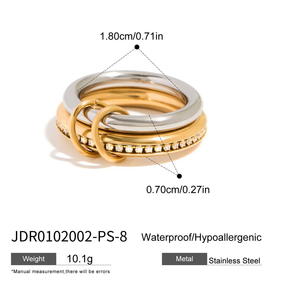 Anillo minimalista geométrico de titanio y acero con detalles de perlas, anillo de moda hipoalergénico de acero inoxidable para mujer