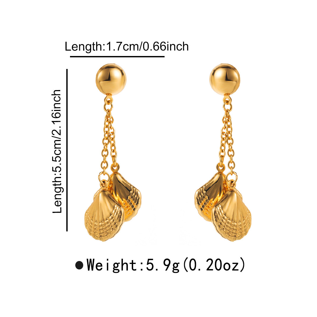 Eleganti orecchini a stella in acciaio inossidabile in stile vintage placcati oro da donna