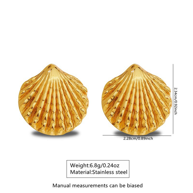 Orecchini da donna casual in acciaio inossidabile a forma geometrica di stella marina, conchiglia e granchio
