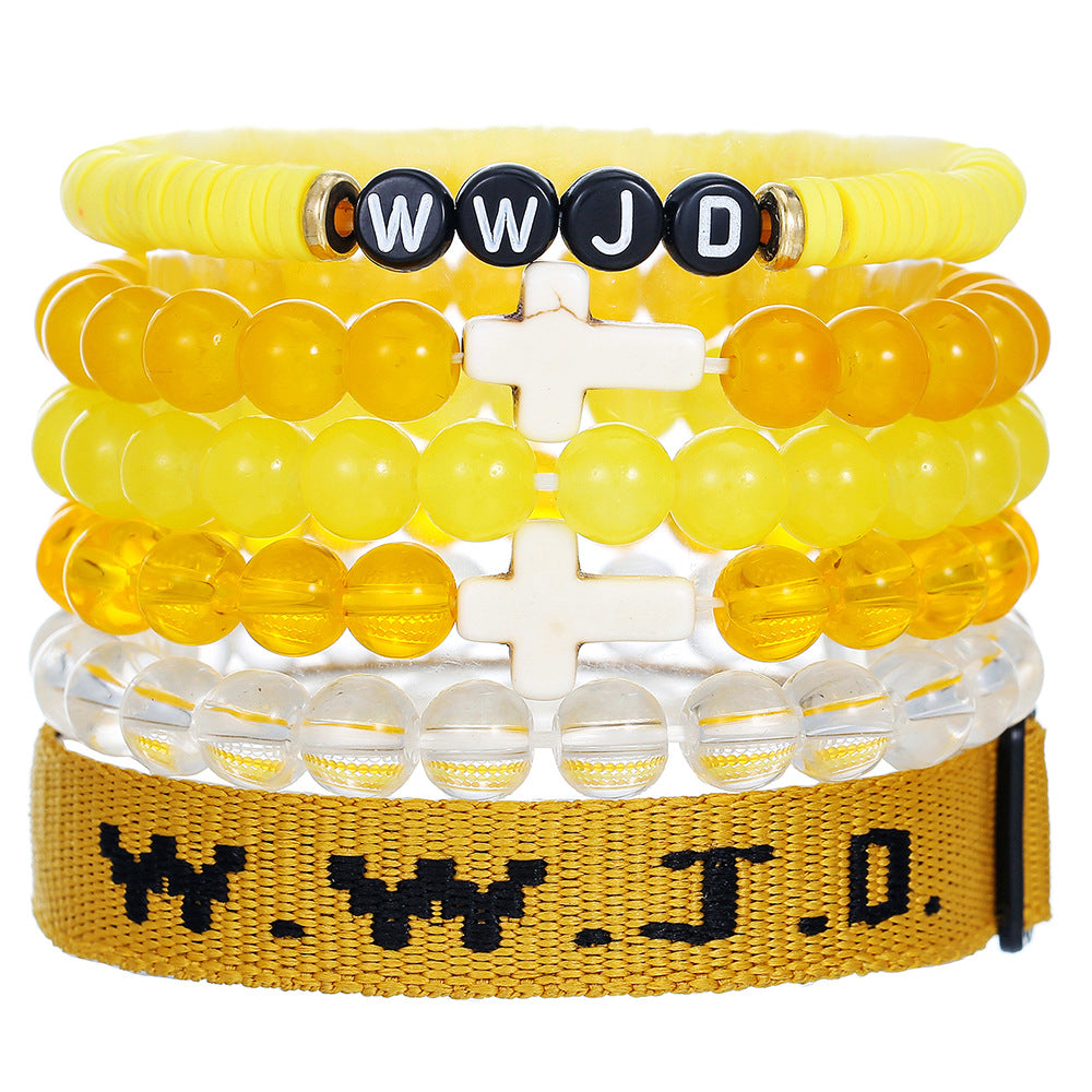 Unisex Geometric Cross Round Resin Bracelet