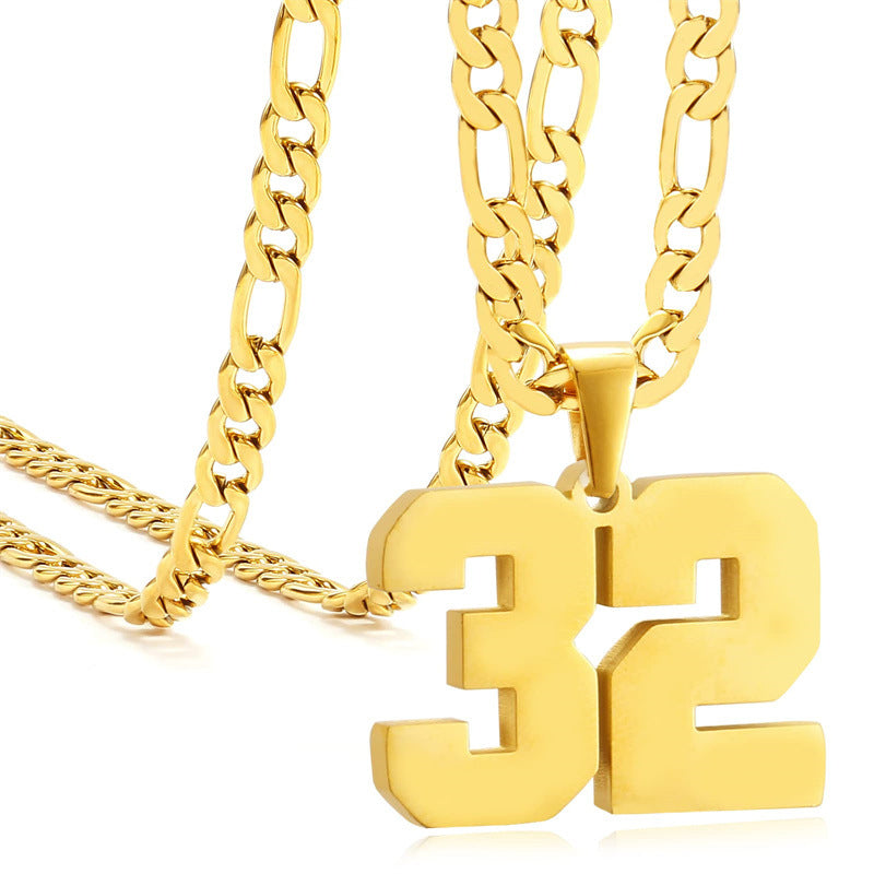 Minimalist Numeric Pendant Necklace for Men and Women Stainless Steel Chain with Polished Titanium Steel Charm