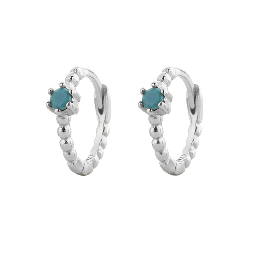 Aretes de aro de lujo para mujer de plata de ley 925, con diseño geométrico floral de mariposa en forma de lágrima y turquesa azul