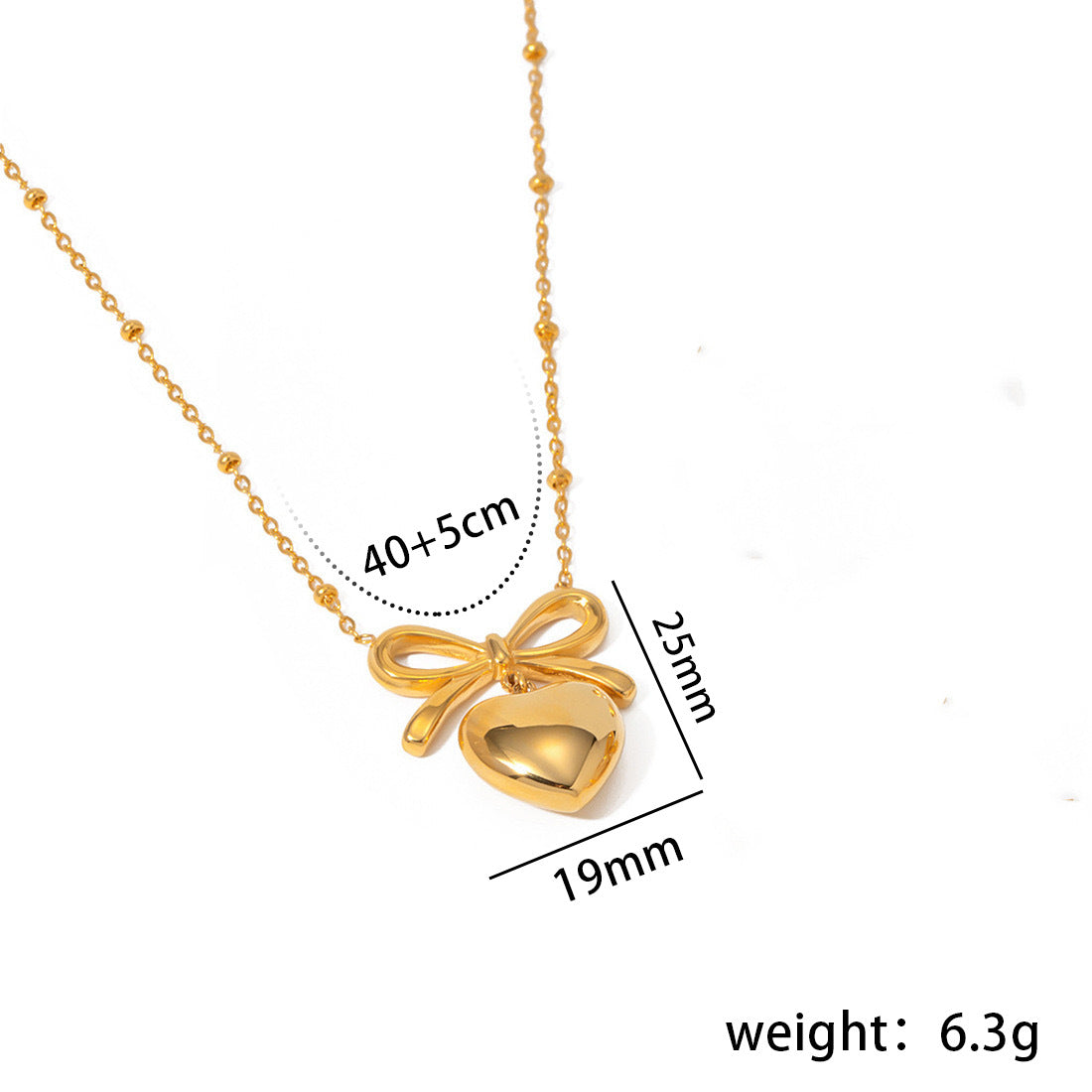 Orecchini a perno da donna in acciaio inossidabile a forma di cuore con fiocco chic, dallo stile unico e personalizzato