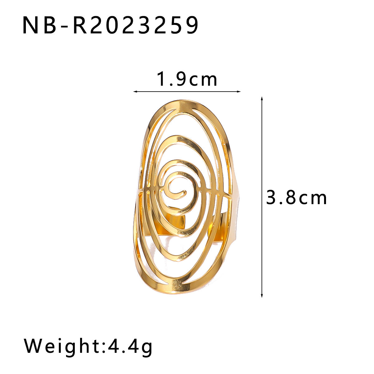 Minimalist Star-Shaped Geometric Stainless Steel Ring with 18K Gold Plating and Shell-Inspired Texture for Women