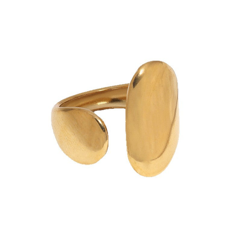 Minimalist Geometric Gold Plated Stainless Steel Open Ring for Women