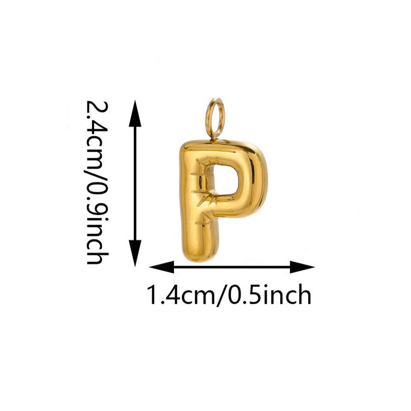Elegant Plated Stainless Steel Letter Bag Charm