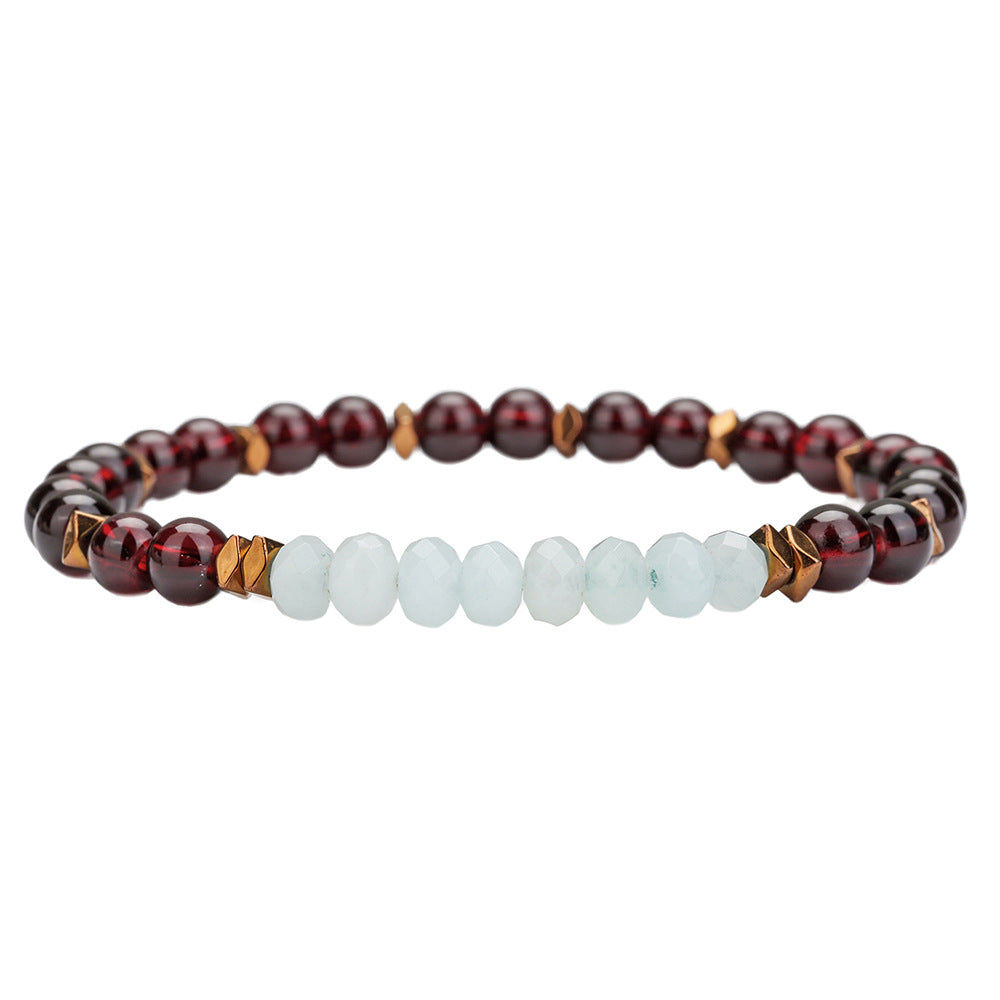 Natural Crystal Round Beaded Bracelet Handmade Geometric Stretch Jewelry Unisex