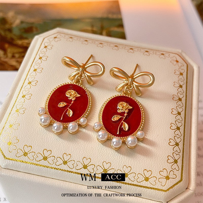 Vintage Geometric Earrings in Copper with Electroplated Finish for Women, Artistic Retro Ear Jewelry with Minimalist Luxury Appeal