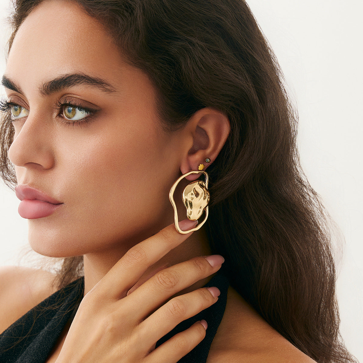 Minimalist Geometric Hollow Plated Alloy Earrings for Women