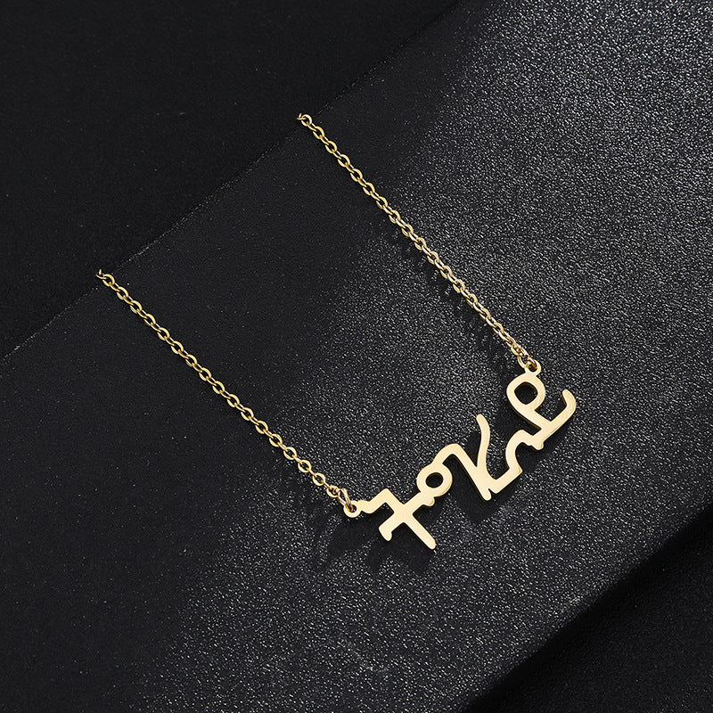 Collana con Pendente Geometrico in Acciaio Inossidabile con Ciondolo in Acciaio al Titanio, Finitura Galvanizzata, Catena a O, Accessorio Moda Unisex