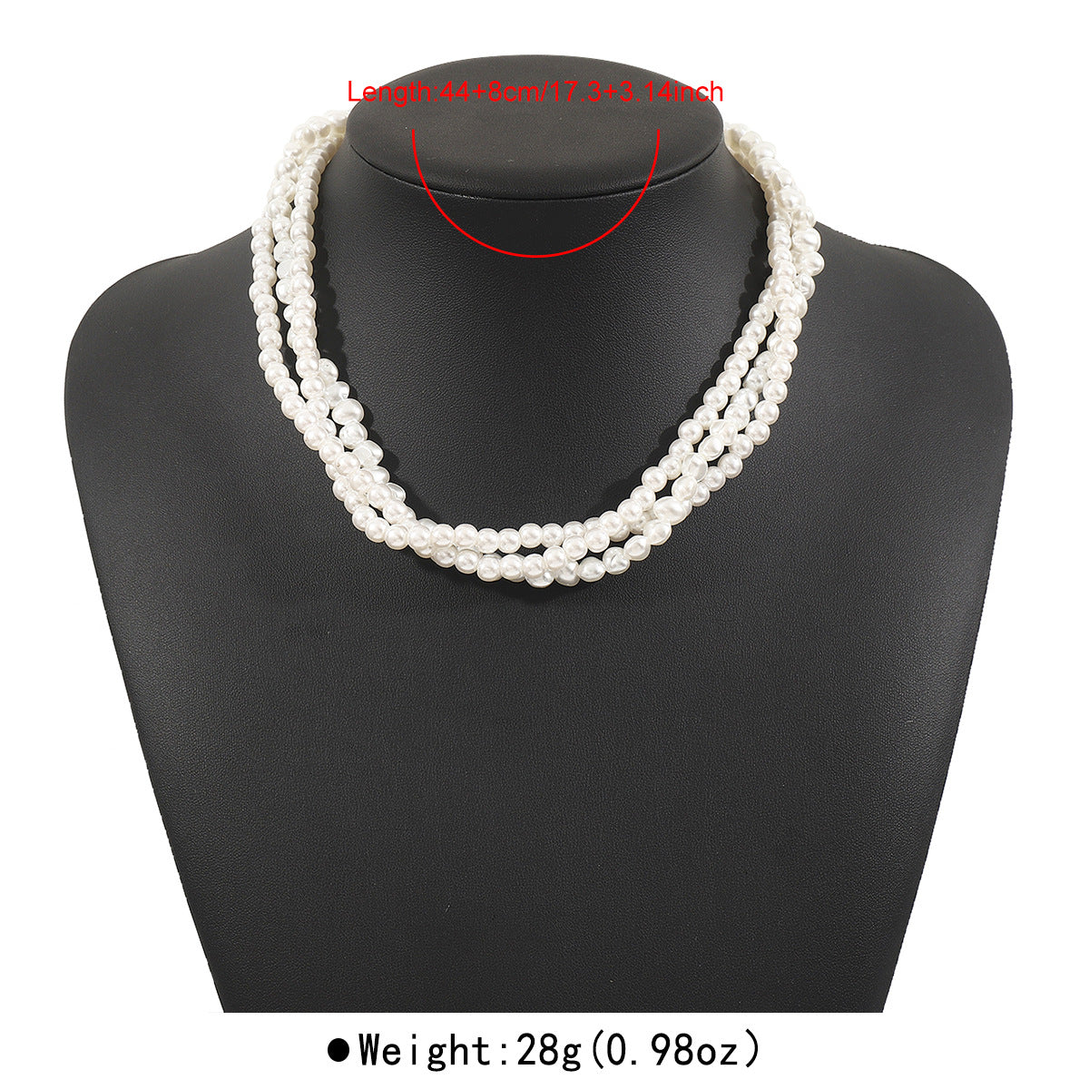 Fashionable OL Style Geometric Shape Imitation Pearl Y-Necklace for Women with Pearl Inlay and Iron Base